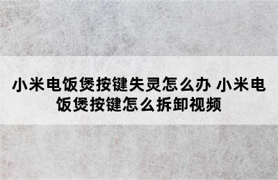 小米电饭煲按键失灵怎么办 小米电饭煲按键怎么拆卸视频